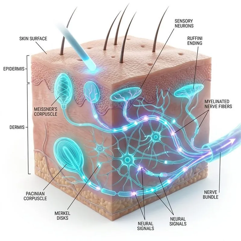 3D Sensory Neural Mechanoreceptor Pathway Diagram